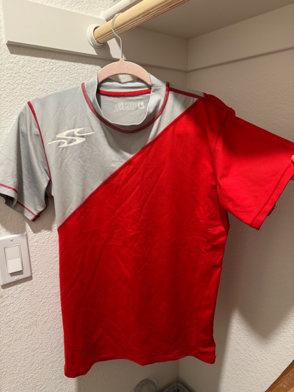 Squalo Red and Gray Diagonal Swimming Tee